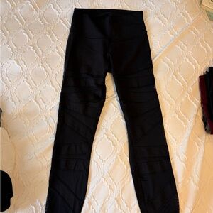 Black Lulu Leggings with Mesh Textured Paneling